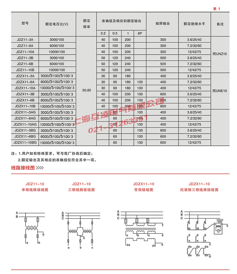 JDZ11-3B电压互感器参数