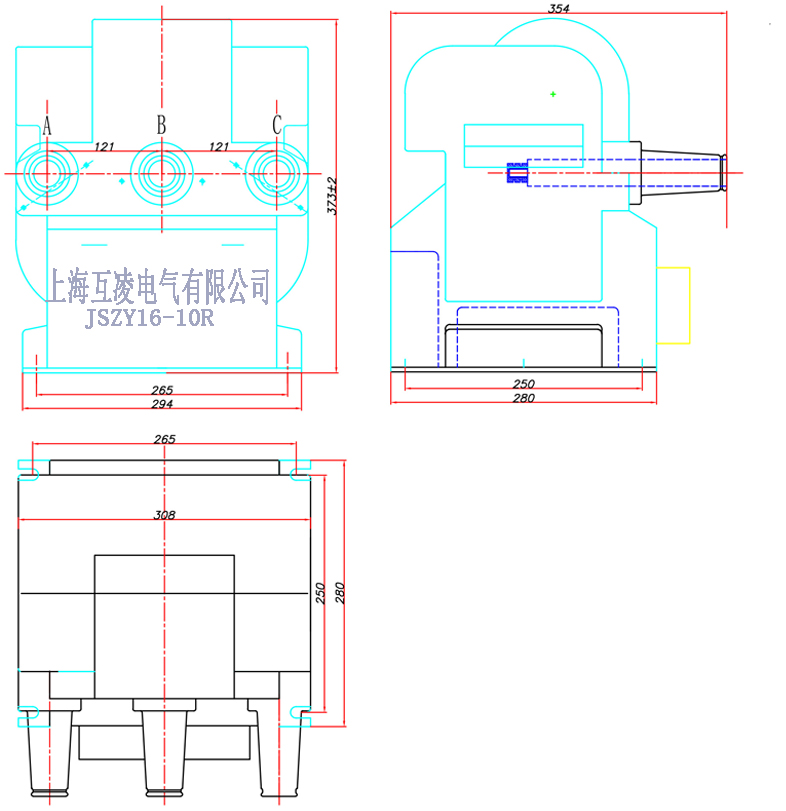 JSZY16-10R电压互感器尺寸图